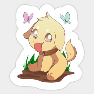 Cute chibi golden retriever dog Sticker